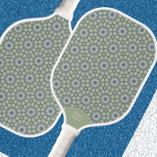 Sagegroene Pickleball Paddle met Monogram 