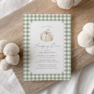 Sagegroene Pompoen Friendsgiving-diner Kaart