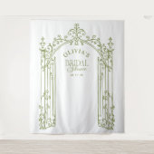 Sagegroene poort bruiloftsshower fotobackdrop wandkleed (Voorkant)