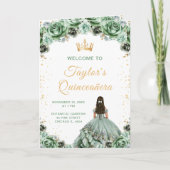 Sagegroene prinses bloemrijke Quinceañera-programm Programma (Voorkant)