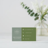 Sagegroene QR-code Aangepaste Afspraak Estheeticia Visitekaartje (Staand voorkant)