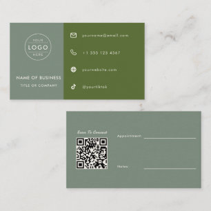 Sagegroene QR-code Aangepaste Afspraak Estheeticia Visitekaartje