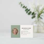 Sagegroene QR-code foto afspraak estheetiker Visitekaartje (Staand voorkant)