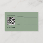 Sagegroene QR-code foto afspraak estheetiker Visitekaartje (Achterkant)