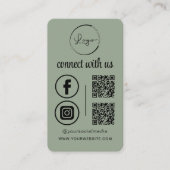 Sagegroene QR-code 'Maak contact met ons' Visitekaartje (Voorkant)