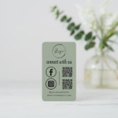 Sagegroene QR-code 'Maak contact met ons' Visitekaartje (Staand voorkant)