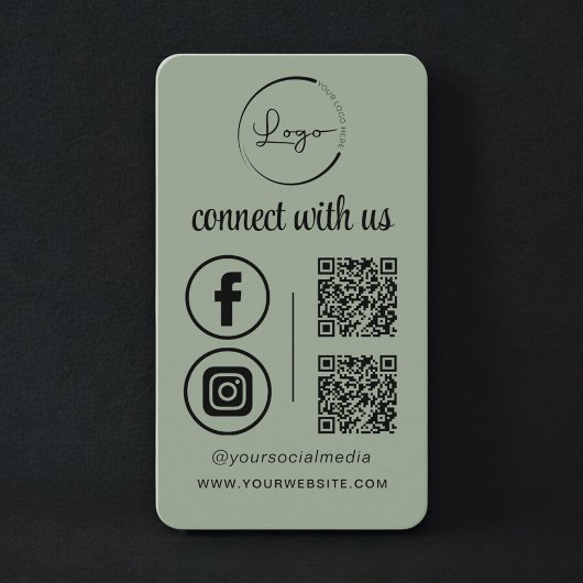 Sagegroene QR-code 'Maak contact met ons' Visitekaartje