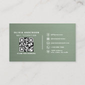 Sagegroene QR-code nagelspecialist Metallic  Visitekaartje (Achterkant)
