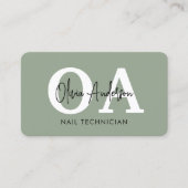 Sagegroene QR-code nagelstylist visitekaartje (Voorkant)