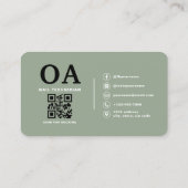 Sagegroene QR-code nagelstylist visitekaartje (Achterkant)