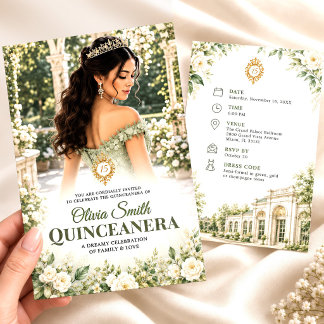 Sagegroene Quinceanera Bloem 15e Verjaardag Kaart