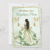 Sagegroene quinceanera uitnodiging (Achterkant)
