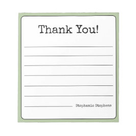 Sagegroene Retro Dank Je Wel Jouw Naam Gelinieerd Notitieblok