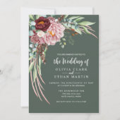 Sagegroene Rustieke Boho waterverf Bloem Kaart (Voorkant)