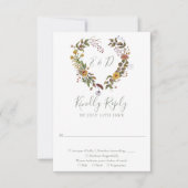 Sagegroene Rustieke Wilde Bloemen Bruiloft RSVP Kaartje (Voorkant)