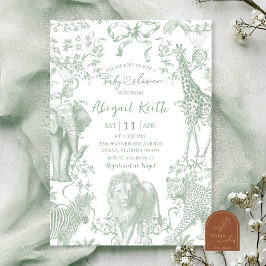 Sagegroene Safari Toile Baby Shower Uitnodiging