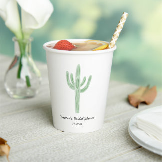 Sagegroene Saguaro Cactus Bruiloftsborrel Papieren Bekers