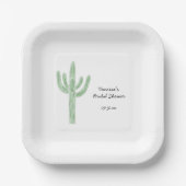 Sagegroene Saguaro Cactus Bruiloftsborrel Papieren Bordje (Voorkant)