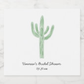 Sagegroene Saguaro Cactus Bruiloftsborrel Sparkling Wijnetiket (Enkel label)