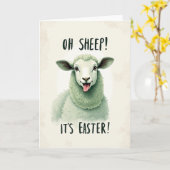Sagegroene Schapen Pasen Kaart (Gele Bloem)