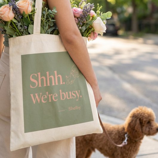 Sagegroene slapende poedel Hond Moeder Aangepaste Tote Bag