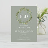 Sagegroene slinger PhD diploma afstudeerfeest Kaart (Staand voorkant)