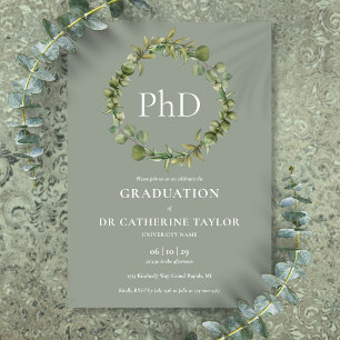 Sagegroene slinger PhD diploma afstudeerfeest Kaart