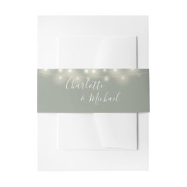 Sagegroene Slingerlichtjes Handtekening Script Uitnodigingen Wikkel