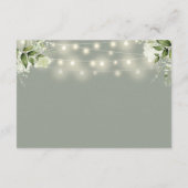 Sagegroene snoerlampjes bloemendecoratie bruilofts informatiekaartje (Achterkant)