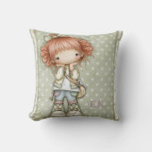 Sagegroene Stof Mauve Zachte Roze Whimsical Freckl Kussen (Voorkant)