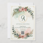 Sagegroene Stof Roos Botanische Elegante Boho Kaart (Achterkant)