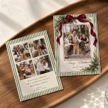 Sagegroene Streep Burgundy Strik Kerstdisfoto
