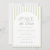Sagegroene Streep Elegante Klassieker Save The Date (Voorkant)