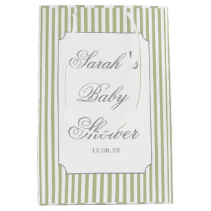 Sagegroene Strepen Baby Shower Medium Cadeauzakje