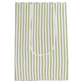 Sagegroene Strepen Baby Shower Medium Cadeauzakje (Achterkant)