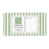 Sagegroene Strepen & Gebogen Frame & Logo Etiket (Voorkant)
