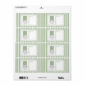 Sagegroene Strepen & Gebogen Frame & Logo Etiket (Full Sheet)