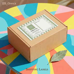 Sagegroene Strepen & Gebogen Frame & Logo Etiket