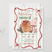Sagegroene Strepen Kerst Brunch Kaart (Voorkant)