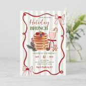 Sagegroene Strepen Kerst Brunch Kaart (Staand voorkant)