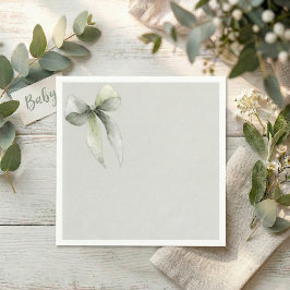 Sagegroene strik gingham baby shower servet
