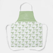 Sagegroene Strikepatroon Monogram Persoonlijk Schort (Voorkant)