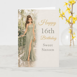 Sagegroene Sweet Sixteen Verjaardagskaart Kaart