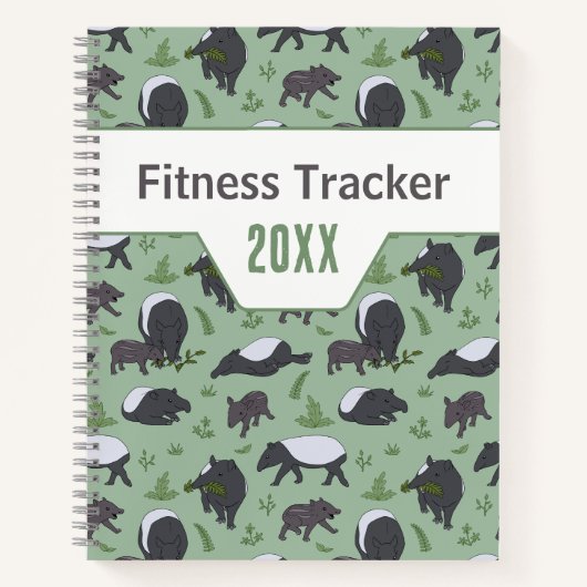 Sagegroene Tapir Jungle Fitness Tracker Notitieboek (Voorkant)