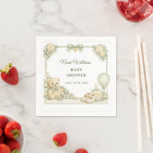 Sagegroene teddybeer babyshower papieren servetten (Insitu)