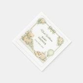 Sagegroene teddybeer babyshower papieren servetten (Hoek)