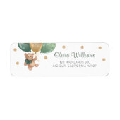 Sagegroene Teddyshower Retouradres voor babyshower Etiket (Voorkant)