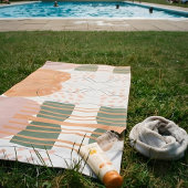 Sagegroene terracotta moderne boho abstract strandlaken