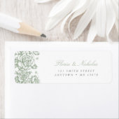 Sagegroene Toile Adreslabel Franse Chinoiserie Etiket (Insitu)