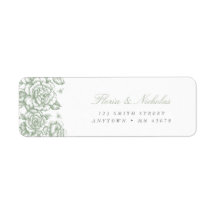 Sagegroene toile adreslabel Franse chinoiserie